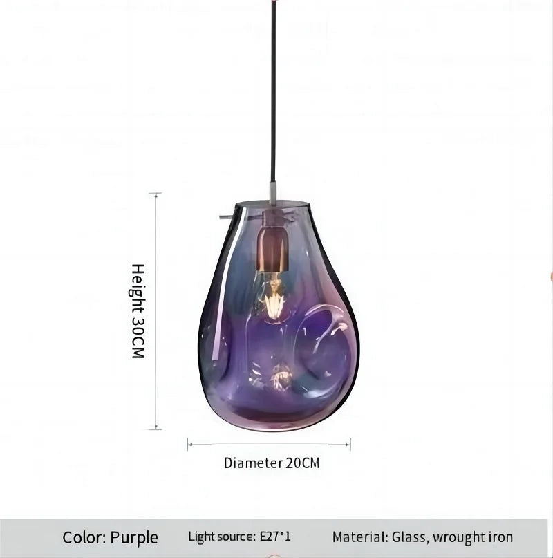 Modern creative nordic LED glass pendant light macaron style - vue 8 sur 10