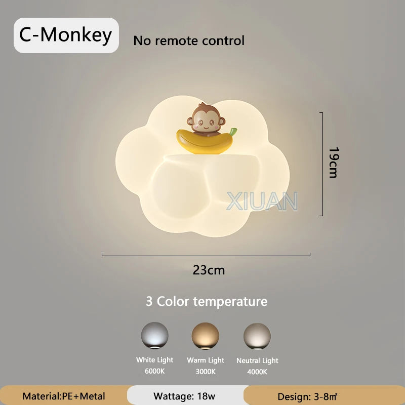 Cloud wall light bear cat monkey for children and babies