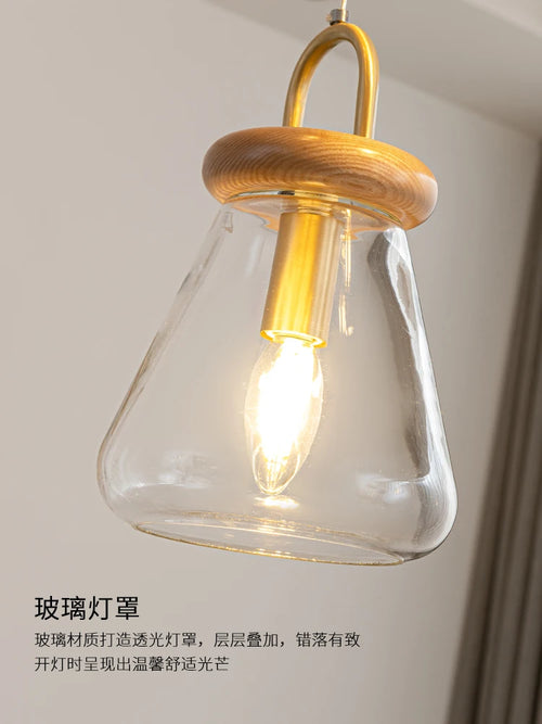 Clear glass art deco style pendant light for indoor lighting - vue 6 sur 11