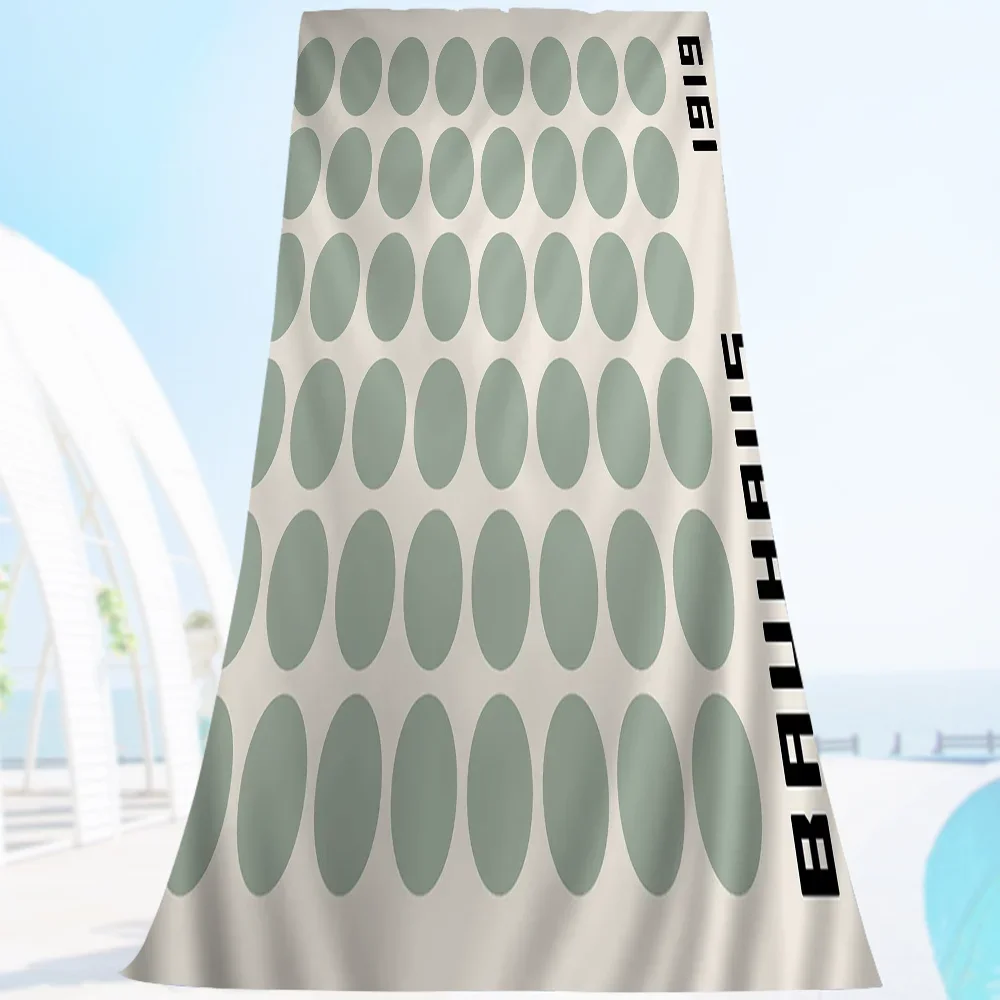 Bauhaus geometric pattern absorbent microfibre beach towel