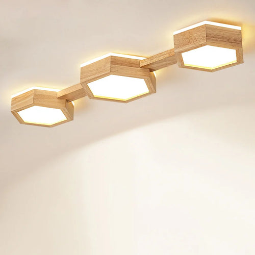 plafonnier led en bois pour décoration intérieure moderne - vue 2 sur 12