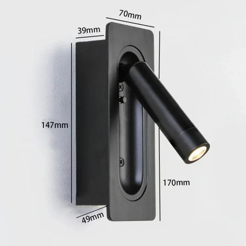 Led wall lamp reading light for bedroom, rotatable wall light for living room or bedside - vue 8 sur 10