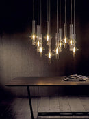 Italian designer chandelier in glass and bamboo for restaurants and shops