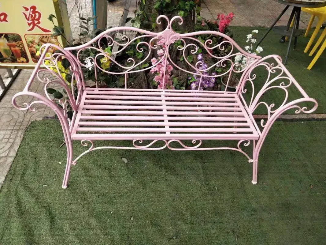wrought iron garden bench outdoor table and chairs - vue 14 sur 14