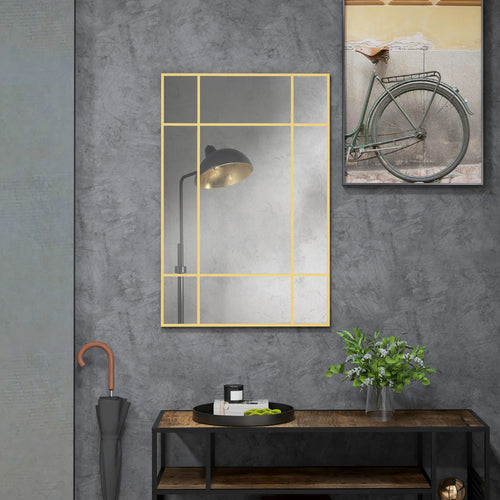 rectangular wall mirror with gold metal frame - vue 2 sur 7