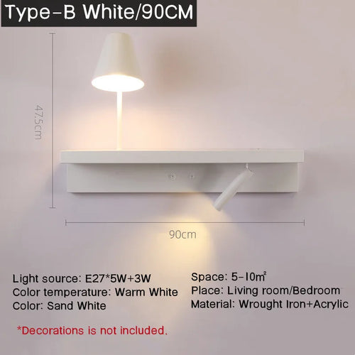 Bedside wall light with shelf 3W - vue 14 sur 14
