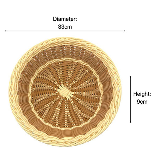handwoven round rattan fruit basket for food storage - vue 18 sur 17