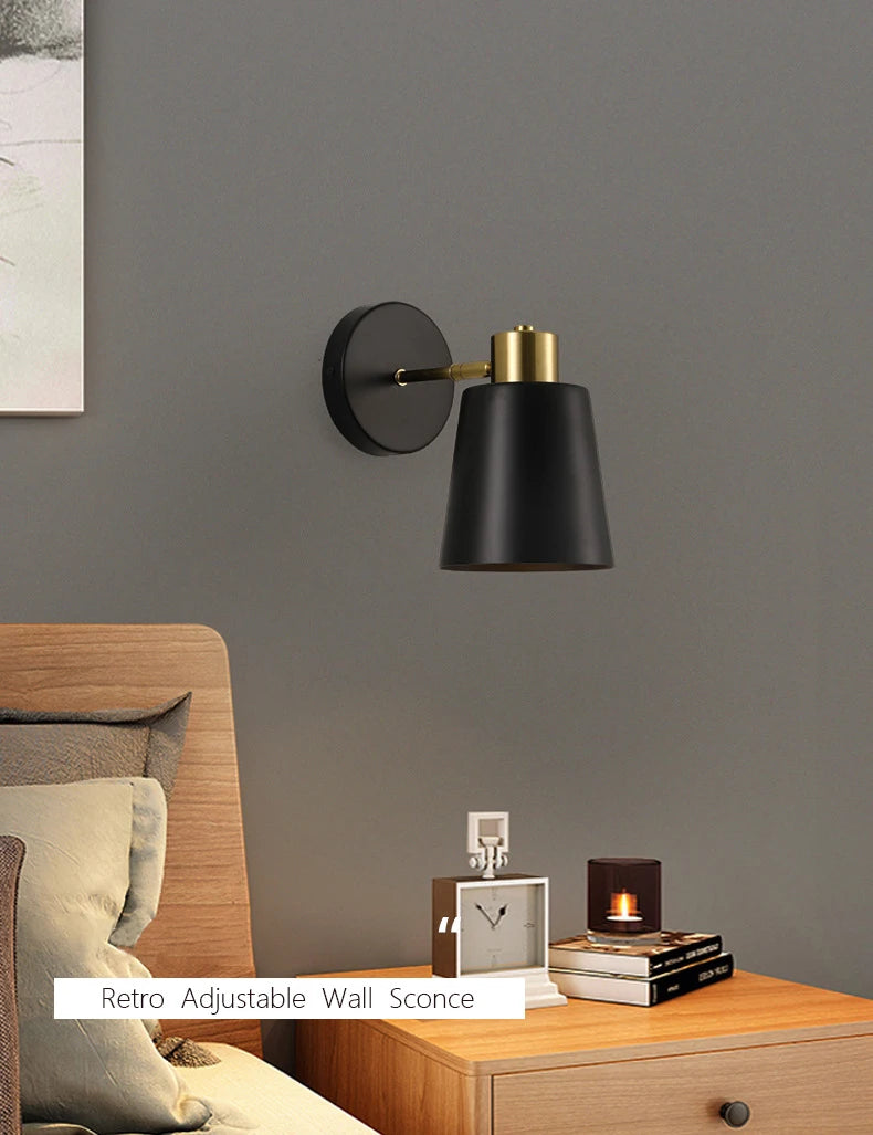 Vintage adjustable wall light for indoor décor in black brass