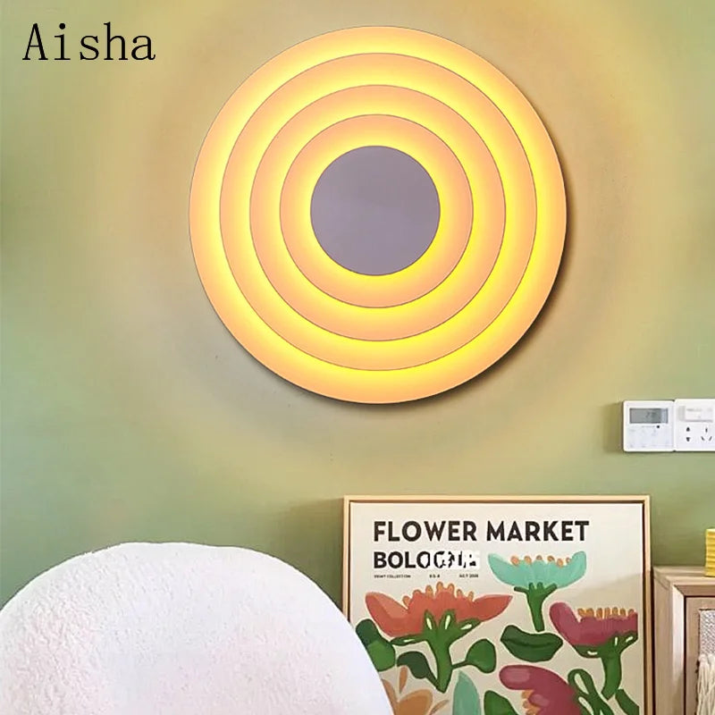 Decorative medieval round colourful wall light for indoor use