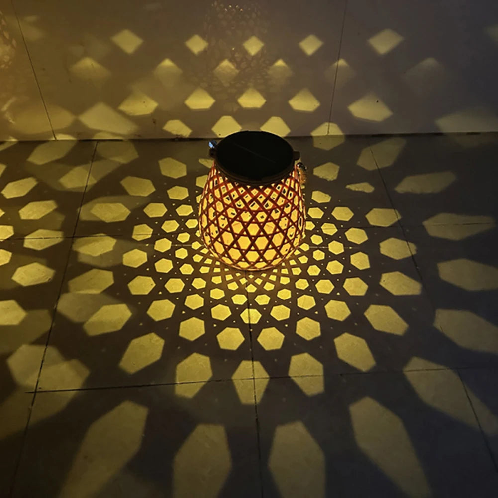 High brightness waterproof solar lantern woven bamboo garden decoration - vue 6 sur 6