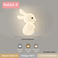 Children's wall light with bunny, carrot and cloud design