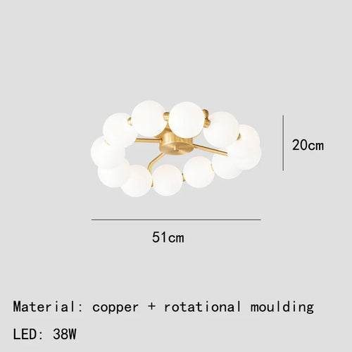 LED chandelier with copper ring and acrylic globe - vue 11 sur 10
