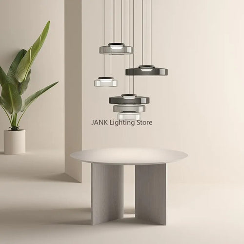 Minimalist Italian glass chandelier - vue 4 sur 24