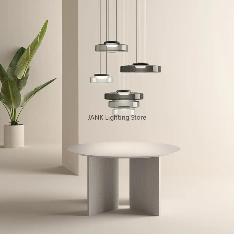 Minimalist Italian glass chandelier - vue 4 sur 24