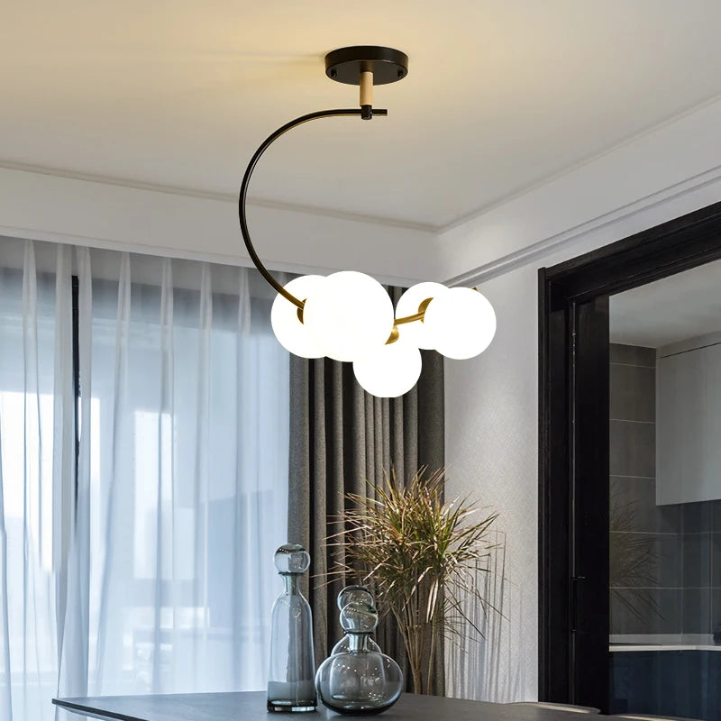 Nordic glass ceiling light with multicolour shade for indoor decor
