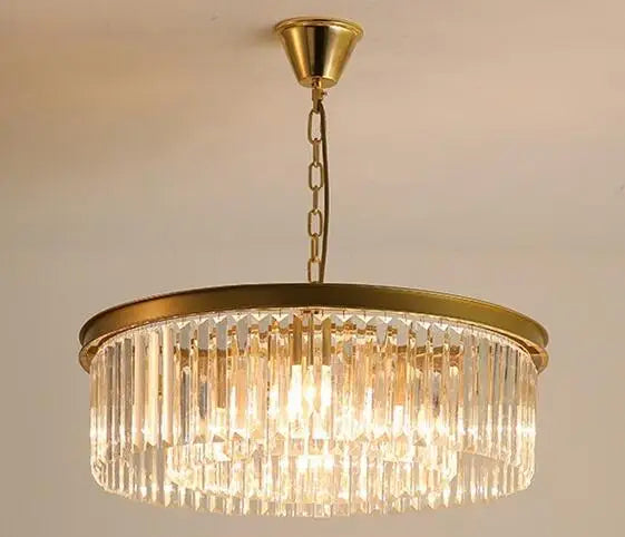 Retro American style metal LED chandelier with chain and crystal