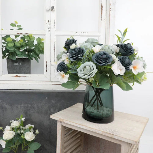 Artificial silk rose bouquet for home decoration - vue 6 sur 12