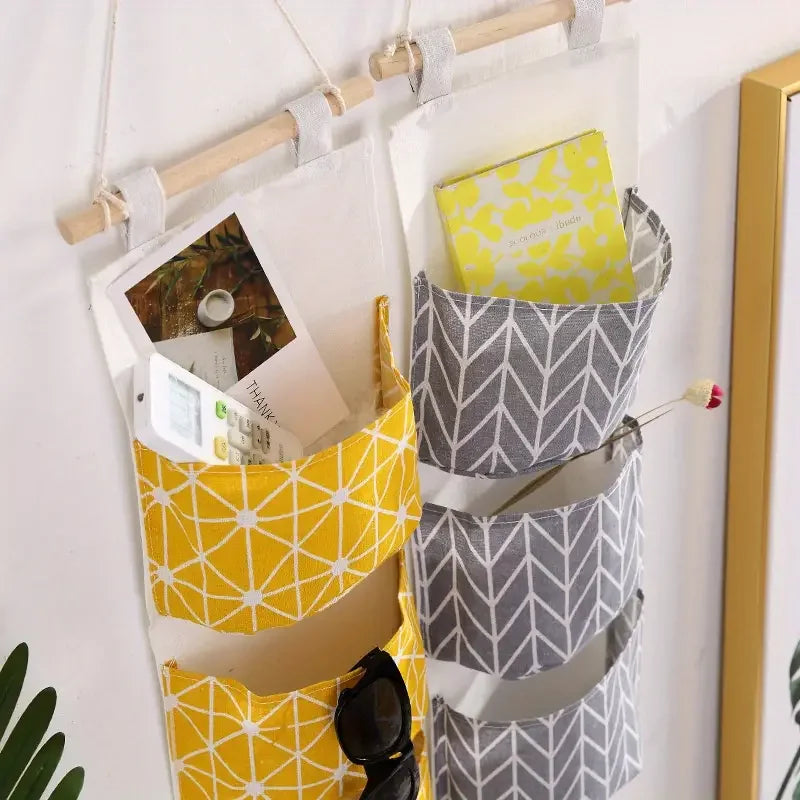 three-tier hanging bag in moisture-resistant cotton linen blend