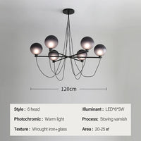 Nordic retro industrial glass ball chandelier