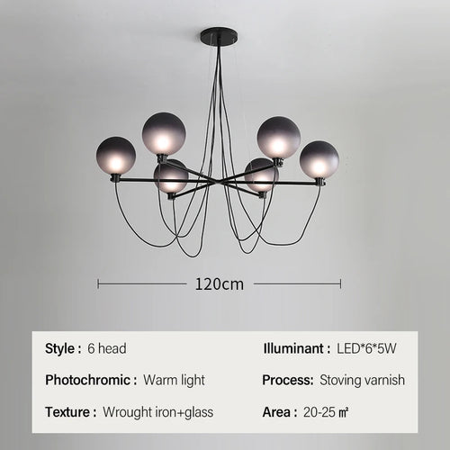 Nordic retro industrial glass ball chandelier