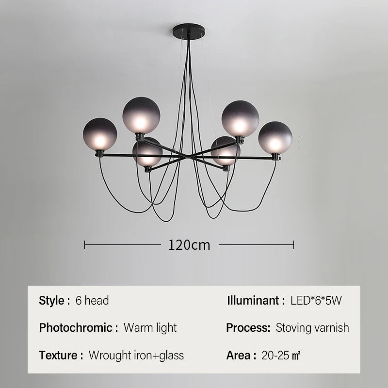Nordic retro industrial glass ball chandelier