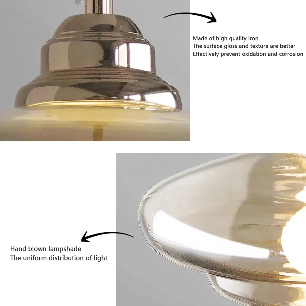 Retro glass pendant light for modern decor - vue 6 sur 9