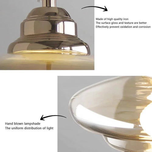 Retro glass pendant light for modern decor - vue 7 sur 9