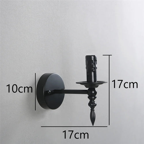 Vintage black iron LED retro wall light - vue 8 sur 12