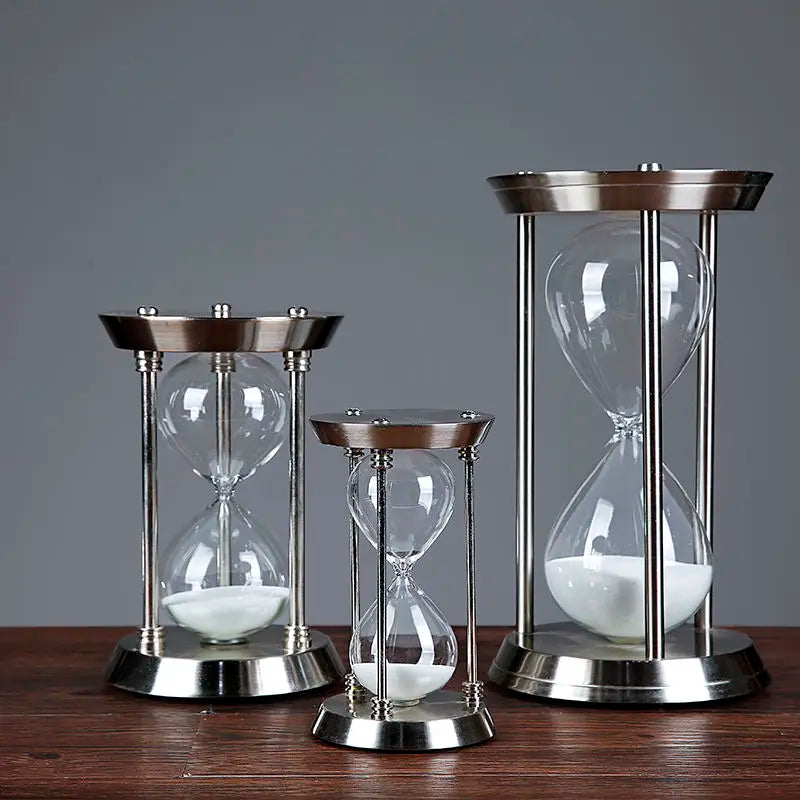 Retro metal and brass hourglass for decoration and timer