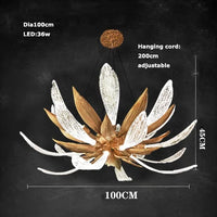 Dimmable copper and glass LED chandelier for indoor use