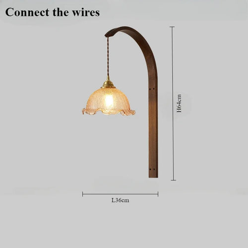 Modern walnut wood lamp with decorative LED light - vue 22 sur 21