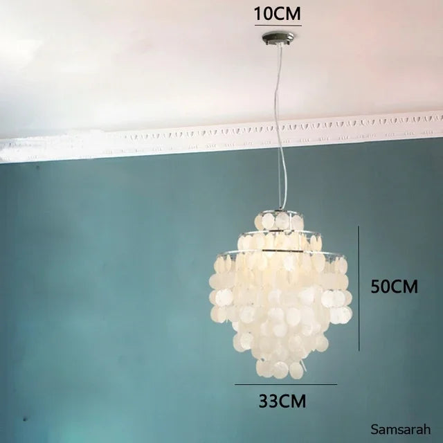 Nordic shell chandelier with LED light - vue 10 sur 17