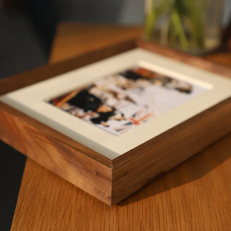 Walnut photo frames for 7 pictures to assemble - vue 3 sur 5