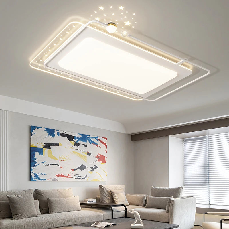 Recessed LED ceiling light with smart remote and starry effect - nordic style