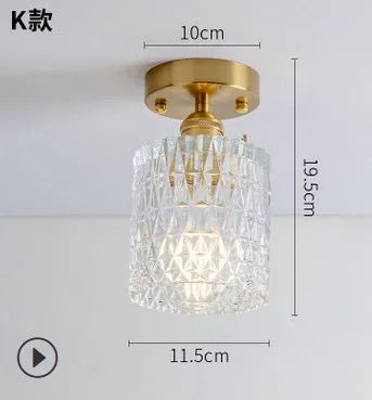 Modern Japanese retro carved glass ceiling light - vue 19 sur 18