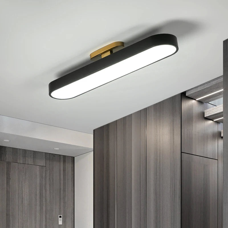 Modern minimalist recessed rectangular LED ceiling light - vue 4 sur 9
