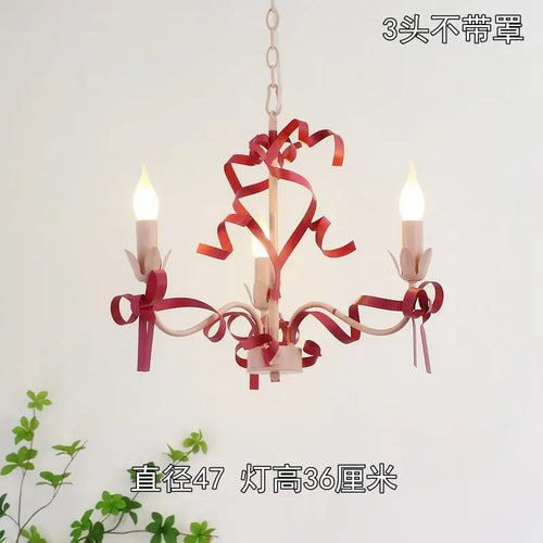 Cute children's chandelier in pastoral style with bow - vue 10 sur 14