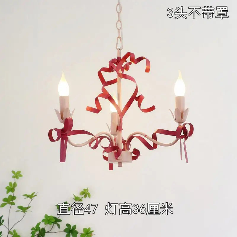 Cute children's chandelier in pastoral style with bow - vue 9 sur 14