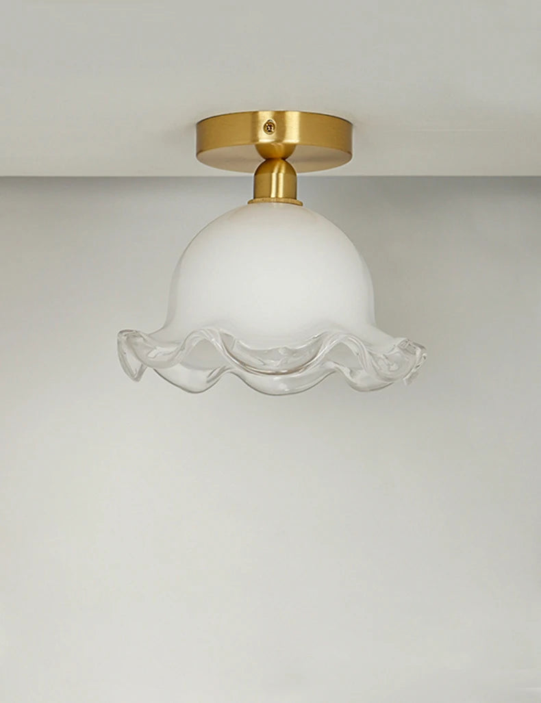 Modern ceiling light in antique glass and brass, unique and minimalist - vue 4 sur 7