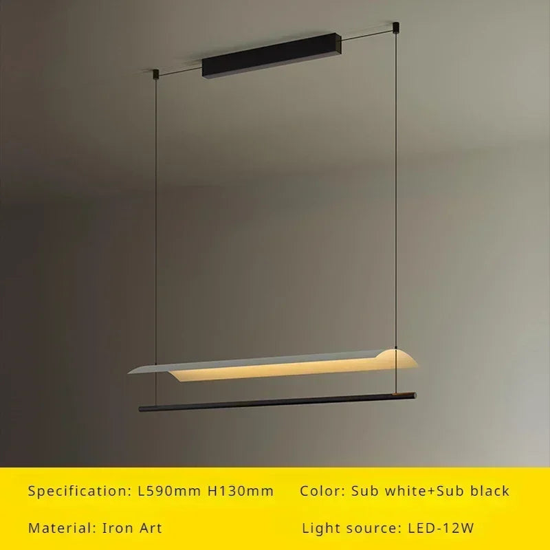 Modern nordic pendant light with long minimalist design - vue 10 sur 12