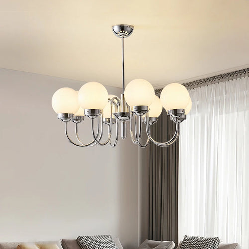 Minimalist glass and iron pendant light for modern spaces - vue 5 sur 9