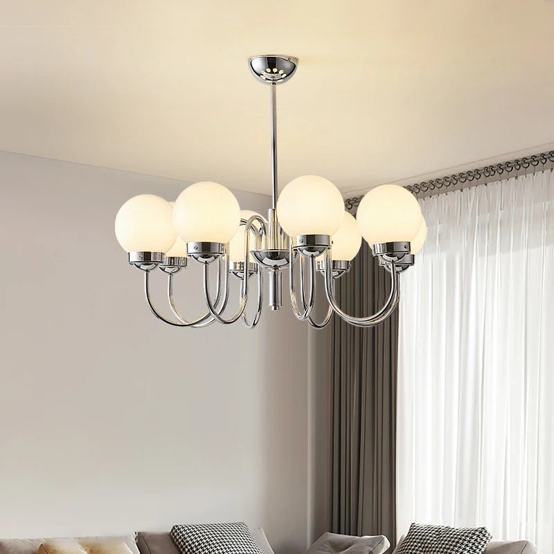 Minimalist glass and iron pendant light for modern spaces - vue 4 sur 9