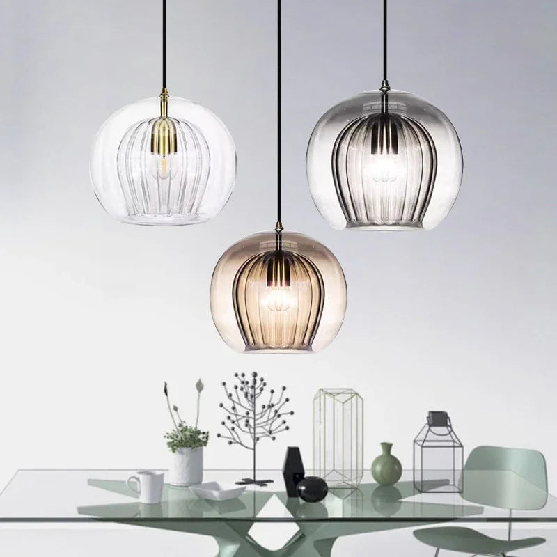 Nordic glass LED pendant light for interior decoration - vue 3 sur 15