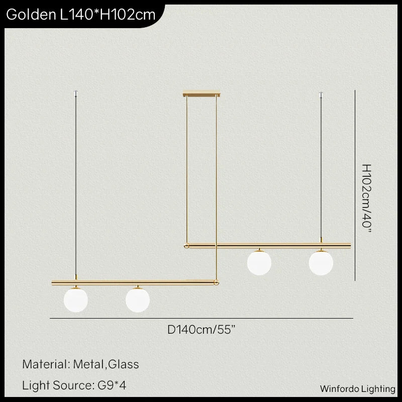 Modern nordic minimalist LED glass chandelier for restaurant decor