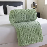 Soft waffle jacquard throw minimalistic living room bedroom