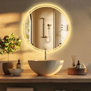 round mirror with backlit LED touchscreen anti-fog wall mounting