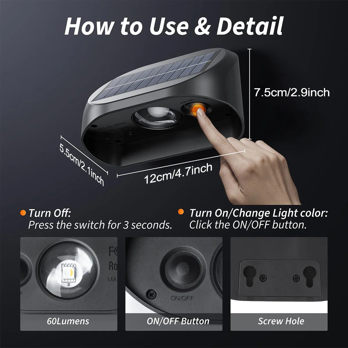 Waterproof solar lights for outdoor dusk to dawn lighting - vue 4 sur 8