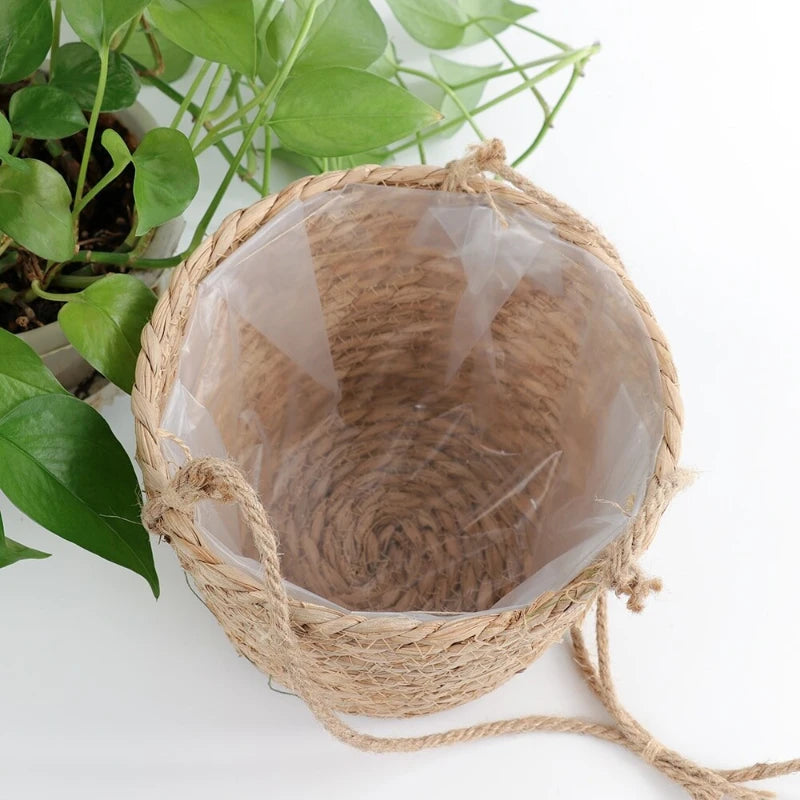 macrame hanging planter indoor outdoor plant storage basket - vue 8 sur 8