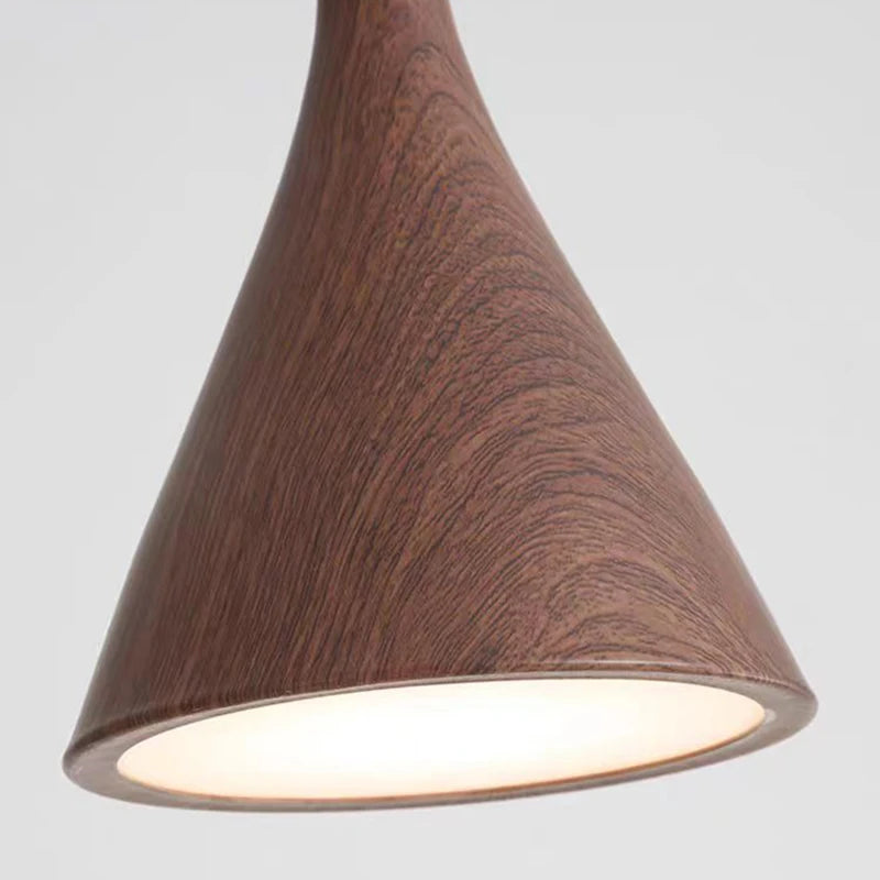 Modern metal pendant light with wood effect and adjustable cord - vue 5 sur 8