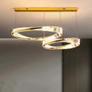 Modern gold LED pendant light with elegant crystal